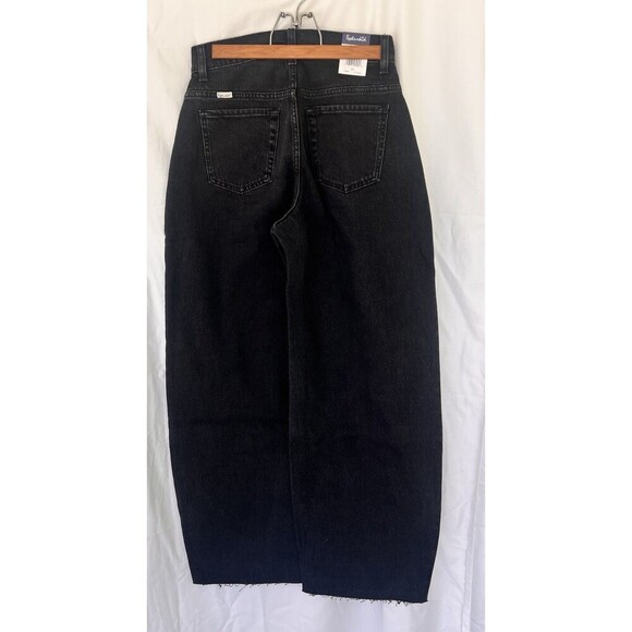 Splendid Black Rinse Carson Barrel Leg Jean Tapered Women’s Size 24 Raw Hem - Picture 9 of 13